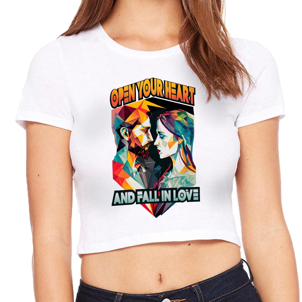 Fall in Love Women's Cropped T-Shirt - Unique Crop Top - Geometric Cropped Tee - MRSLM