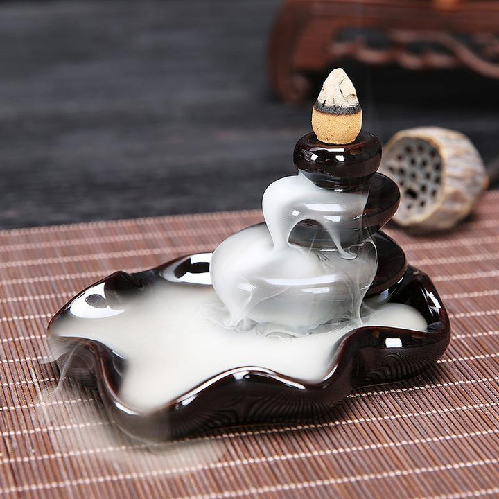 Incense Burner Smoke Backflow Ceramic Glaze Censer Cone Holder - MRSLM