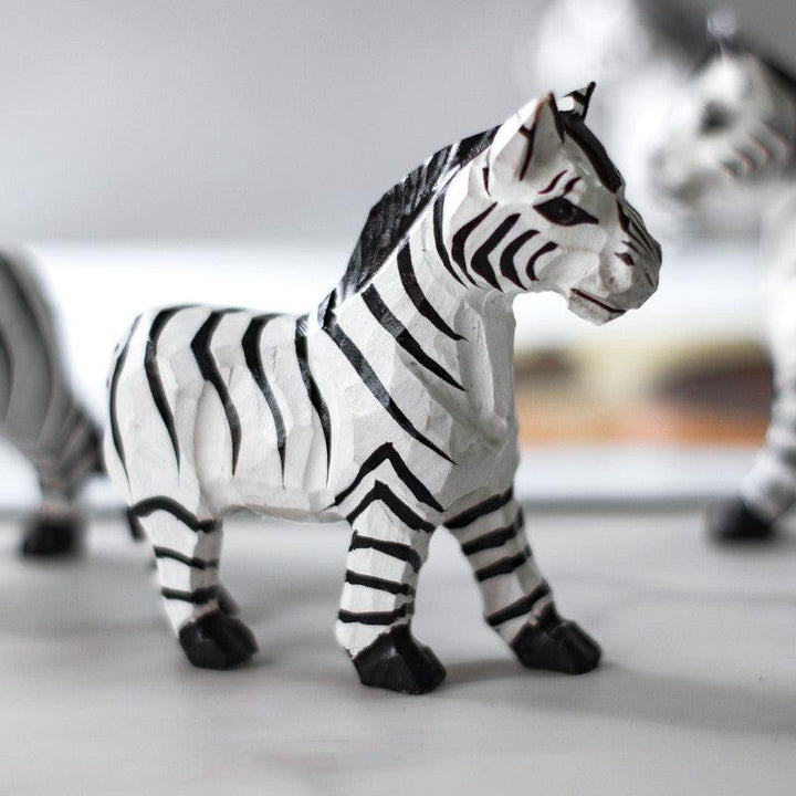 Handmade Wood Carving Black And White Zebra Desktop Props Small Ornaments - MRSLM