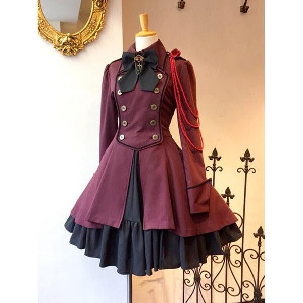 Retro bow long sleeve ruffled cosplay dress - MRSLM