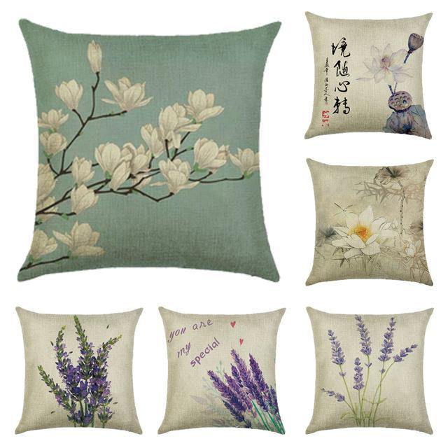 Honana 45x45cm Home Decoration Flowers and Plants Design Patterns Cotton Linen Pillow case - MRSLM