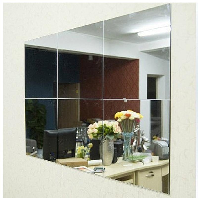 40Pcs Mirror PVC Wall Square Stickers Decor Self-adhesive Decoration 15*15cm - MRSLM