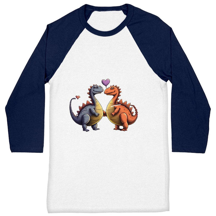 Love Couple Baseball T-Shirt - Dinosaur Print T-Shirt - Printed Baseball Tee - MRSLM