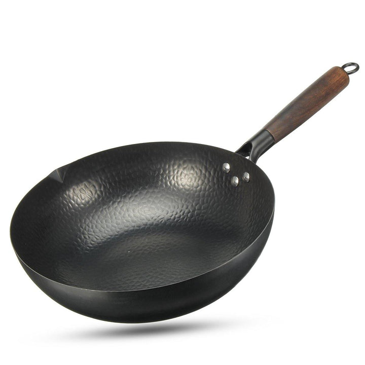 32cm Handmade Iron Non Stick Frying Pan Frypan Pot Kitchen Wok Skillet Cookware - MRSLM