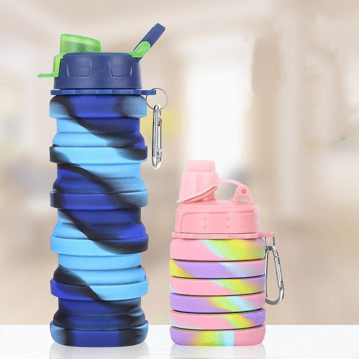 Foldable Water Bottle Leakproof Fold Silicone Cute Water Bottles Kids Cup with Straw - MRSLM