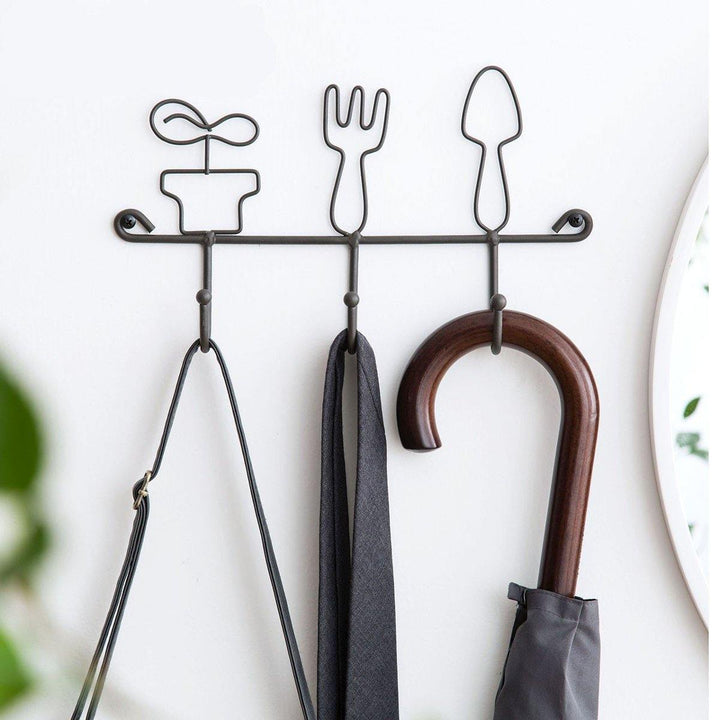 Wall Mounting Hook Shelf Iron Keys Hanging Storage Rack Home Door Desktop Organizer - MRSLM