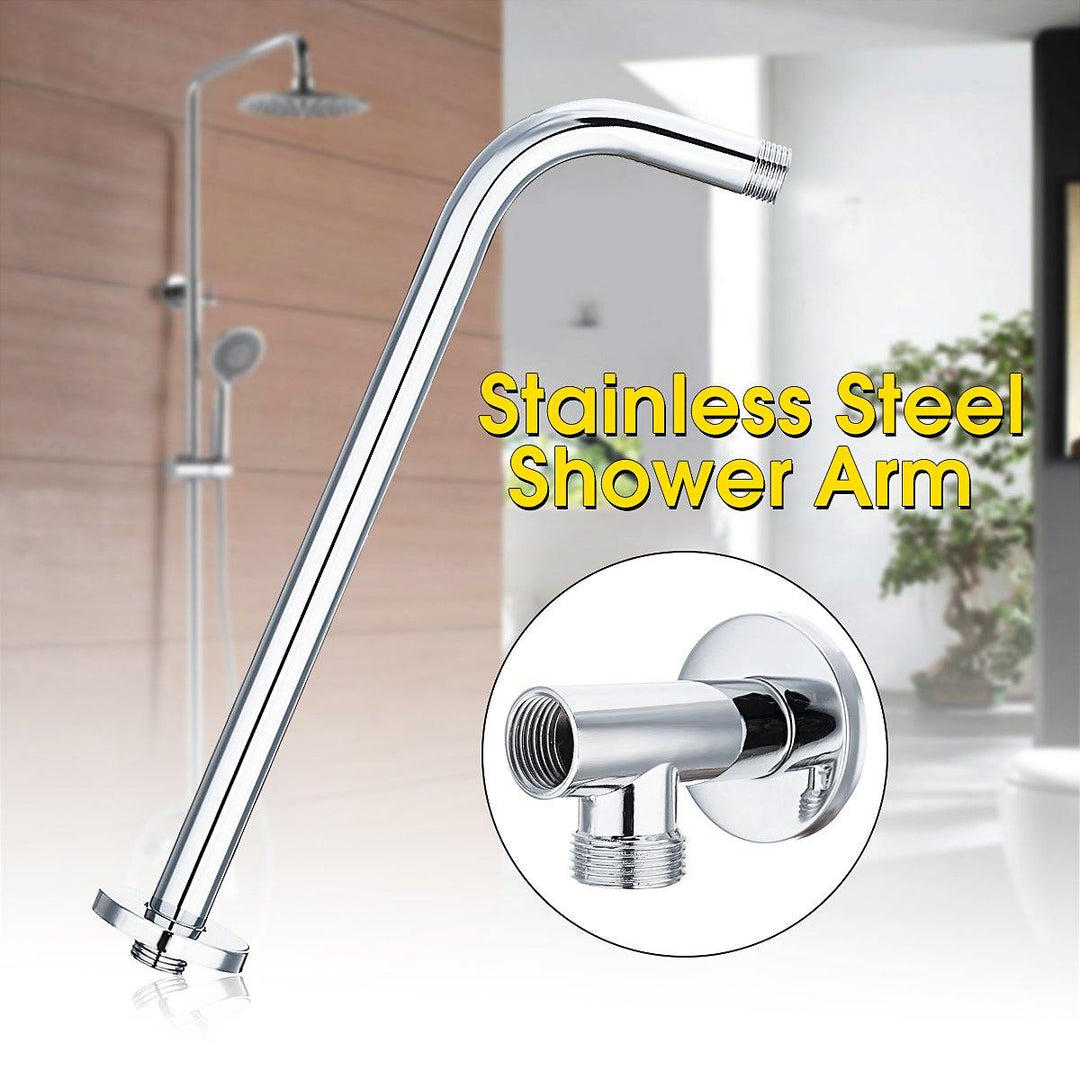 Stainless Steel Shower Extension Arm Home Bathroom Wall Mounted Shower Head Pipe - MRSLM