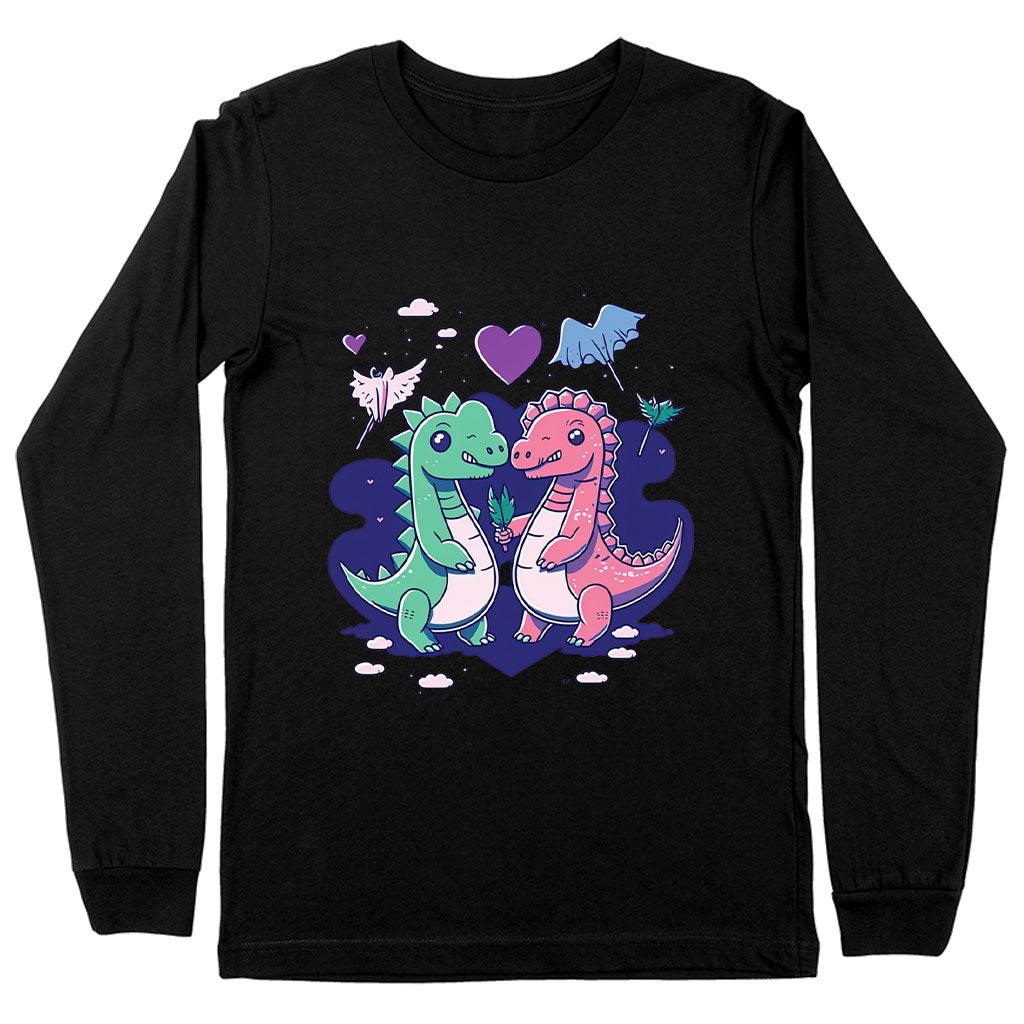 Dinosaur Graphic Long Sleeve T-Shirt - Cartoon T-Shirt - Themed Long Sleeve Tee - MRSLM