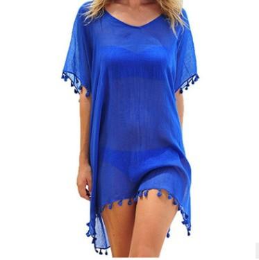 Women Blouses Loose Chiffon Dress Summer Beach Tunic Cover-Up Shirt - MRSLM