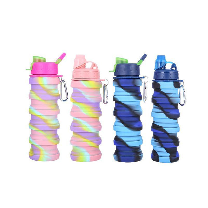 Foldable Water Bottle Leakproof Fold Silicone Cute Water Bottles Kids Cup with Straw - MRSLM