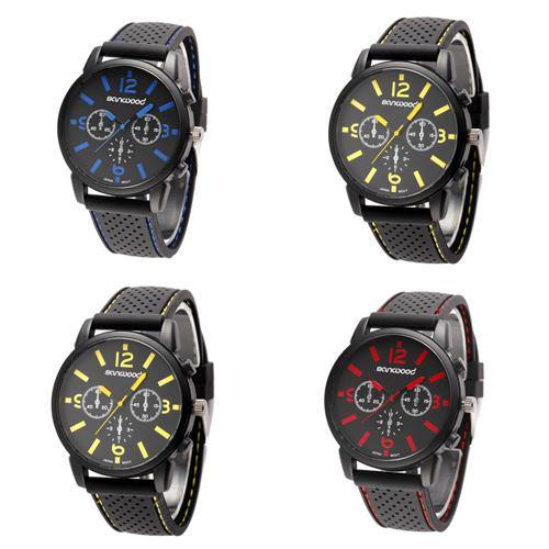 Men Numeral Dial Silicone Band Wristwatch Quartz Analog Casual Sport Wrist Watch - MRSLM