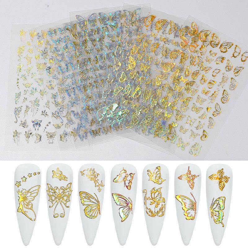 3D Holographic Nail Art Stickers Colorful DIY Butterfly Nail Transfer Decals - MRSLM