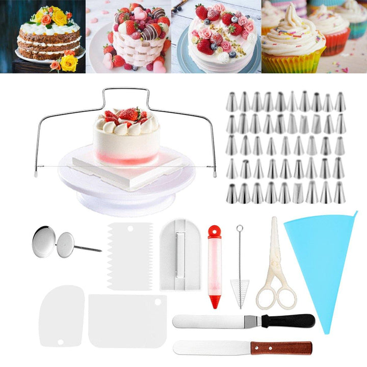 73 Pcs Cake Decorating Sets Stainless Pastry Nozzles Cake Turntable Sets Confectionery Bag Baking Tools For Cakes - MRSLM