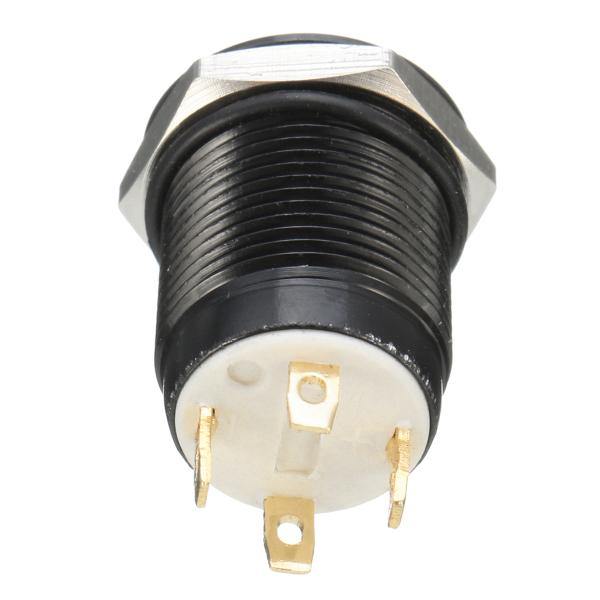 12v 4 Pin 12mm Led Light Metal Push Button Momentary Switch Waterproof Black - MRSLM