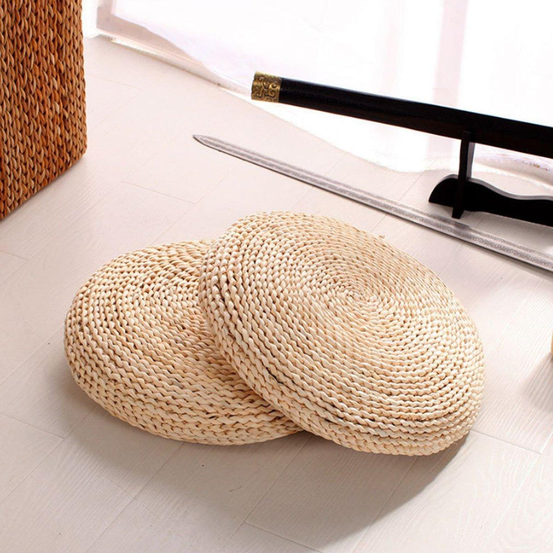 Round Weave Handmade Cushion Pillow Floor Yoga Seat Mat Tatami - MRSLM