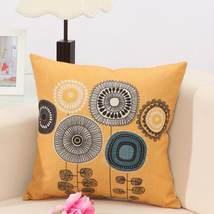 Concise Style Flower Pattern Decoration Cushion Cover Square Linen Pillow Case - MRSLM