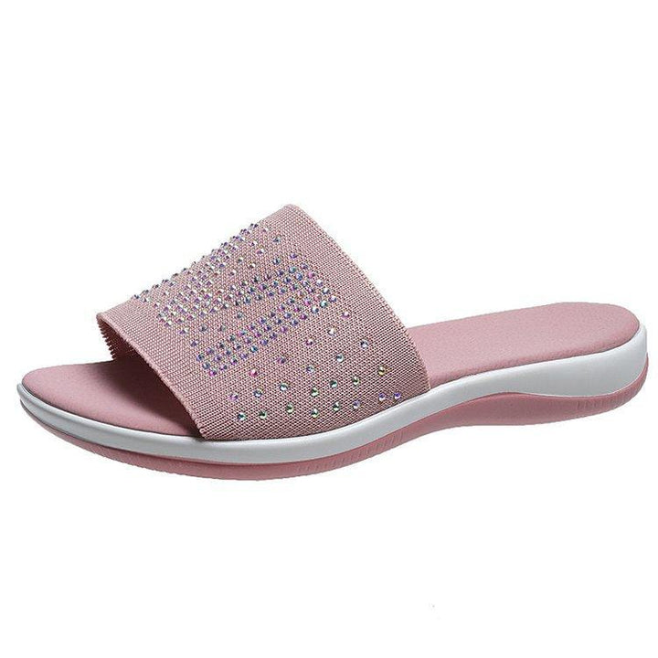 Hot Diamond Lettering Polyurethane Lightweight Platform Slippers - MRSLM