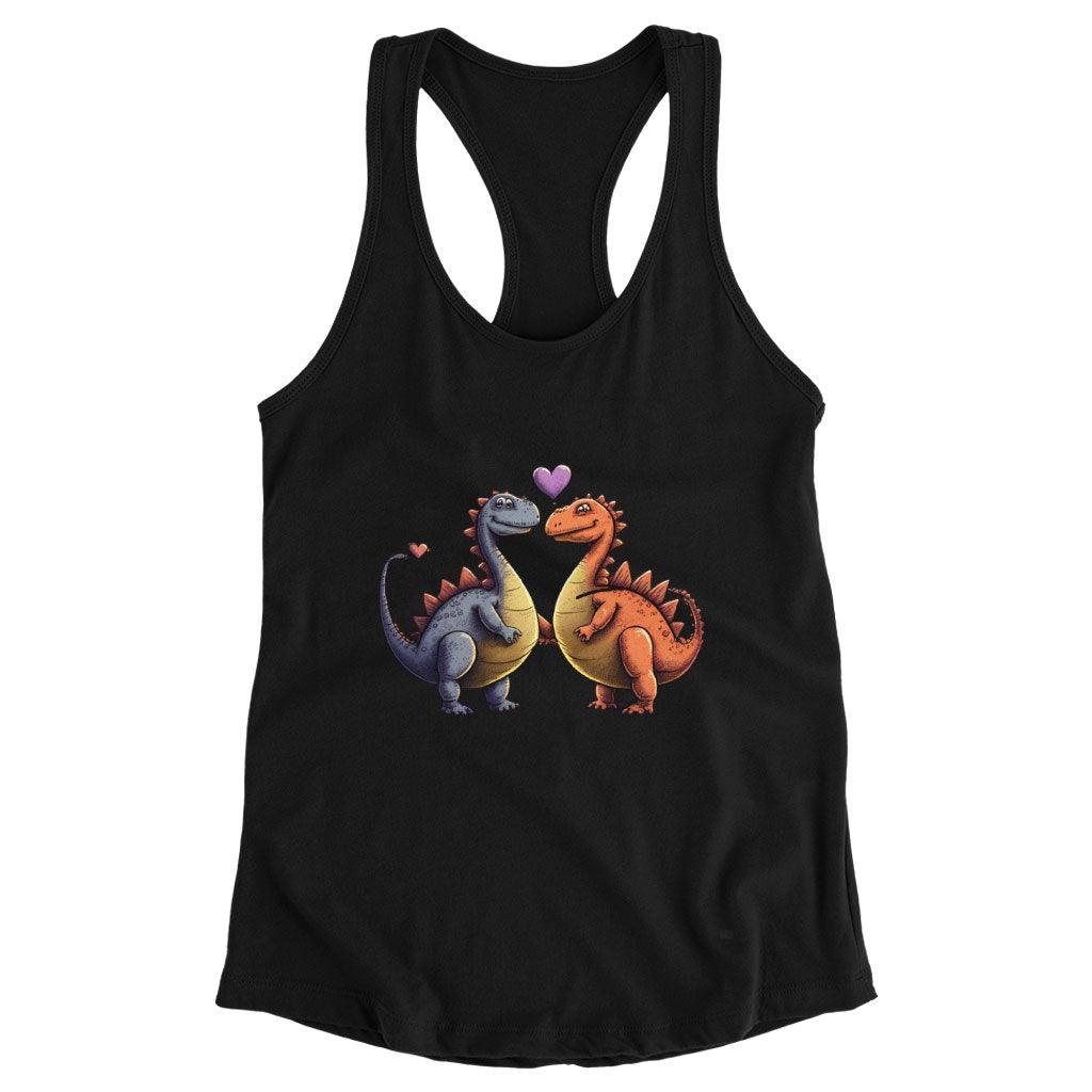 Love Couple Racerback Tank - Dinosaur Print Tank - Printed Workout Tank - MRSLM