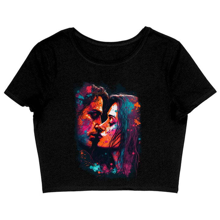 Paint Women's Cropped T-Shirt - Kiss Art Crop Top - Colorful Cropped Tee - MRSLM