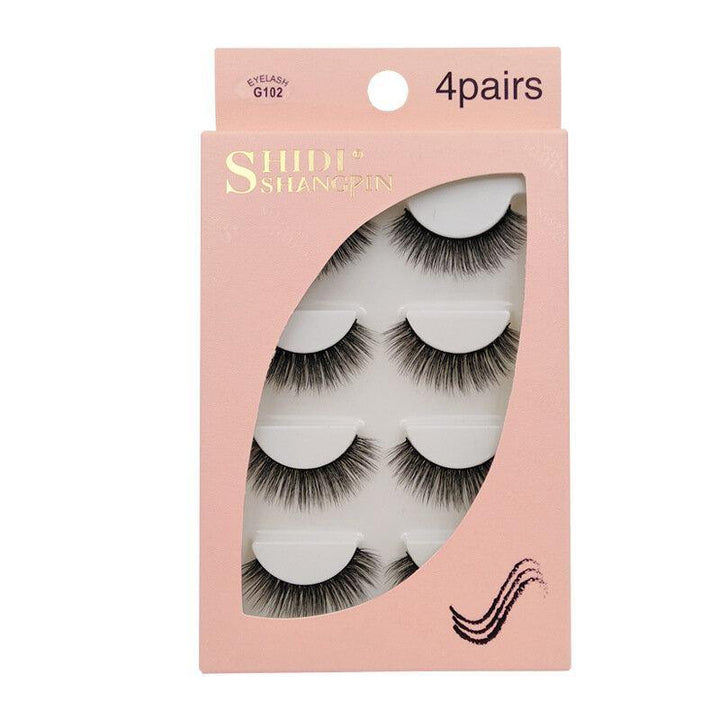 4 Pairs Of Handmade Mink Hair False Eyelashes Slender Long Three-Dimensional Multi-layer Eyelashes - MRSLM