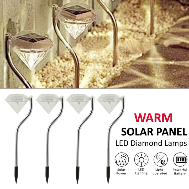 4pcs Solar Diamond Shape Lawn Lamp Outdoor Garden LED Waterproof Decorative Lamp - MRSLM