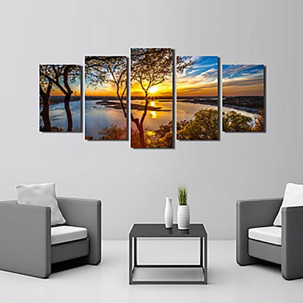 5Pcs Canvas Print Paintings Landscape Wall Decorative Print Art Pictures Frameless Wall Hanging Decorations for Home Office - MRSLM