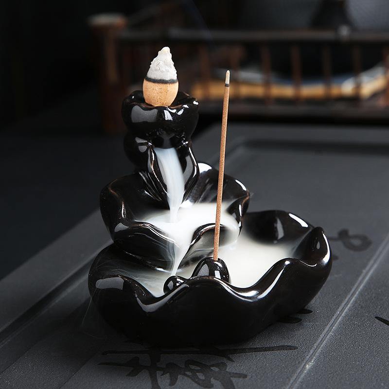 Incense Burner Smoke Backflow Ceramic Glaze Censer Cone Holder - MRSLM