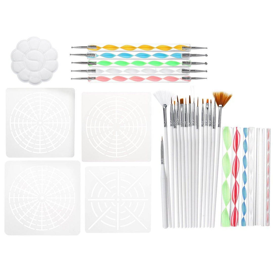 33Pcs Mandala Dotting Tools Set Rock Painting Kit Nail Art Pen Paint Stencil - MRSLM