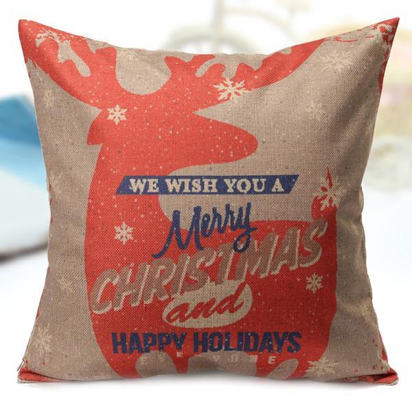 Christmas Letters Throw Pillow Case Square Sofa Office Cushion Cover Home Decor - MRSLM