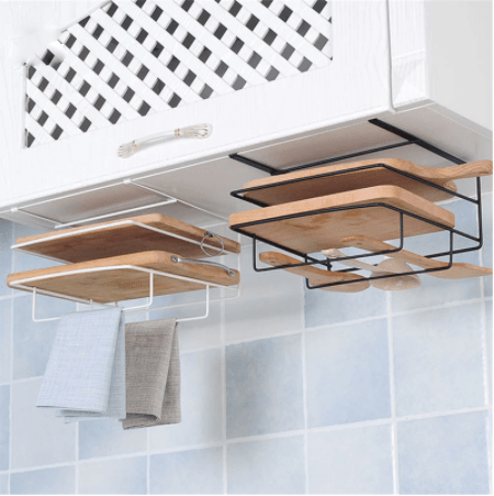 Kitchen Double Layer Towel Rack Hanging Holder Cabinets Shelf Chopping Board Storage Rack Hanger Shelf Kitchen Accessories - MRSLM