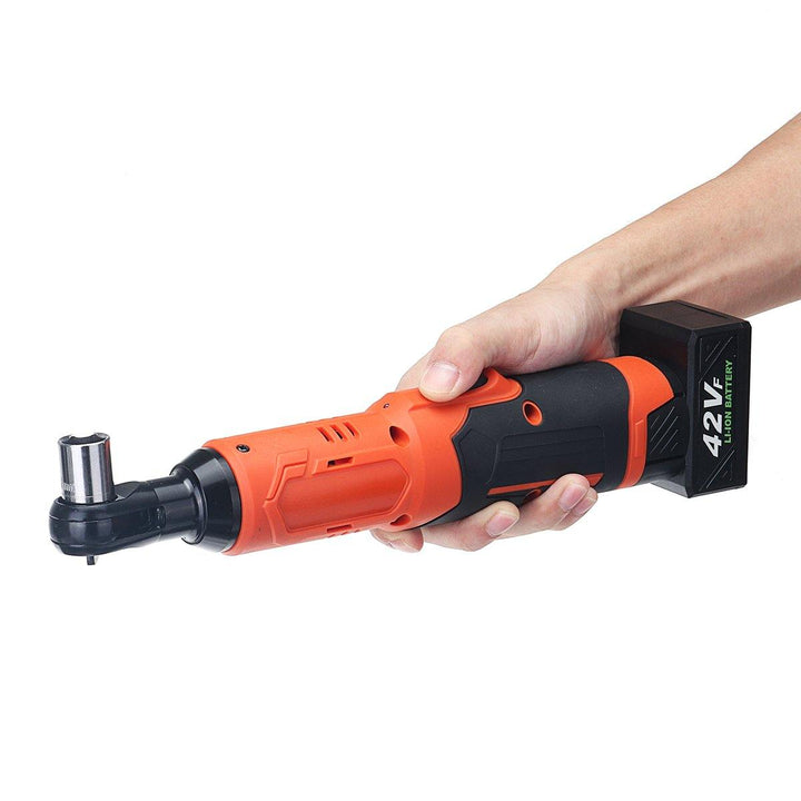 42V 3/8'' 90Nm Electric Wrench Cordless Rechargeable LED Ratchet Angle Wrench Tool - MRSLM