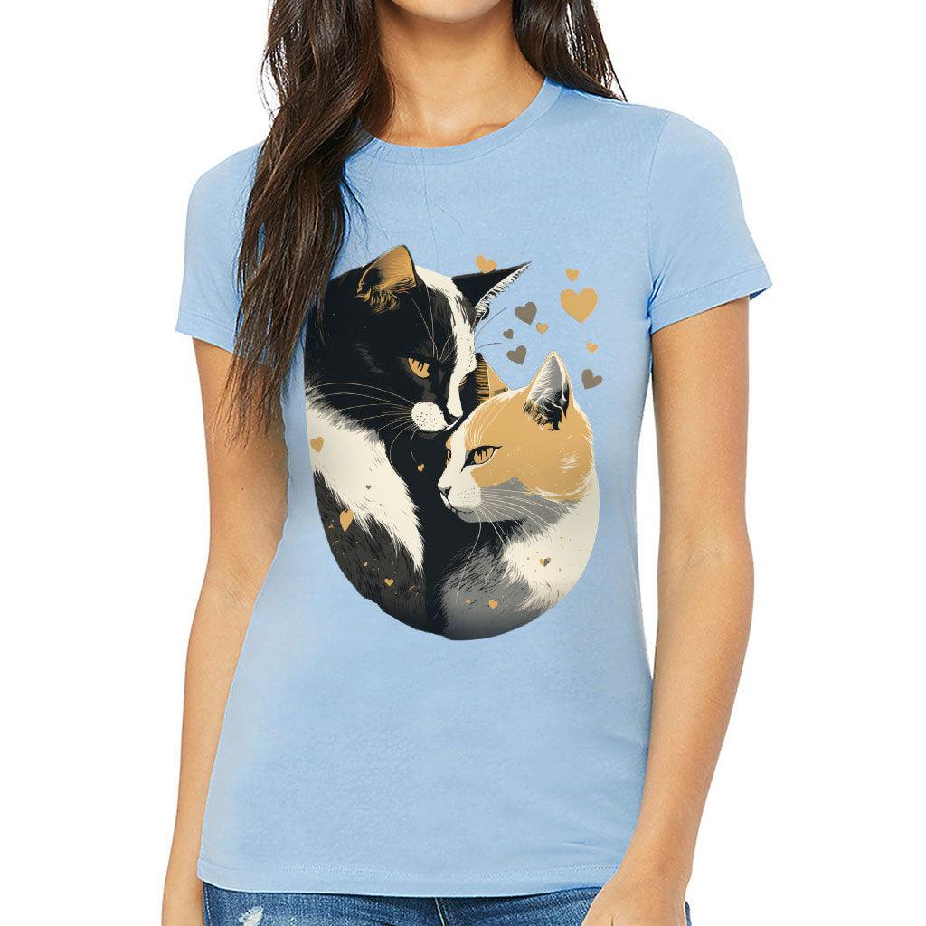 Cat Love Slim Fit T-Shirt - Couple Style Women's T-Shirt - Printed Slim Fit Tee - MRSLM