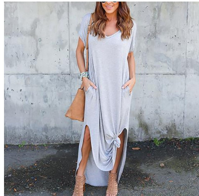 Women's Short Sleeved Maxi Dress