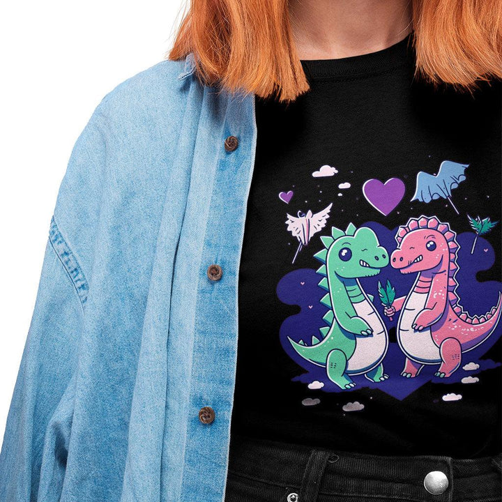 Dinosaur Graphic Heavy Cotton T-Shirt - Cartoon Tee Shirt - Themed T-Shirt - MRSLM