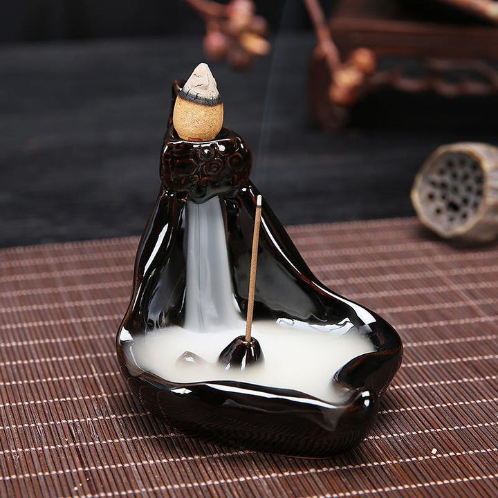 Incense Burner Smoke Backflow Ceramic Glaze Censer Cone Holder - MRSLM