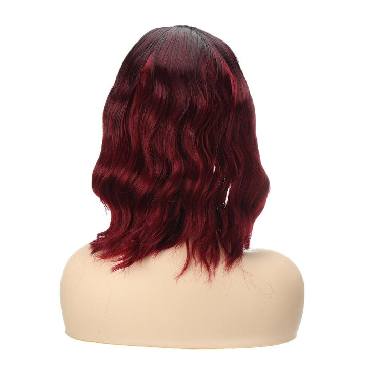 AISI QUEENS Water Wave Short Synthetic Wigs for Women Ombre Black and Orange Cosplay Bob Wig Blue Red Grey Blonde Pink Wig - MRSLM