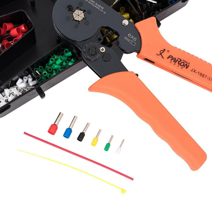 Paron JX-M1687TS Crimper Plier Hexagonal Tube Terminal Crimper Cold Crimper Tube Type Crimper Tools Kit with 850Pcs Terminals - MRSLM