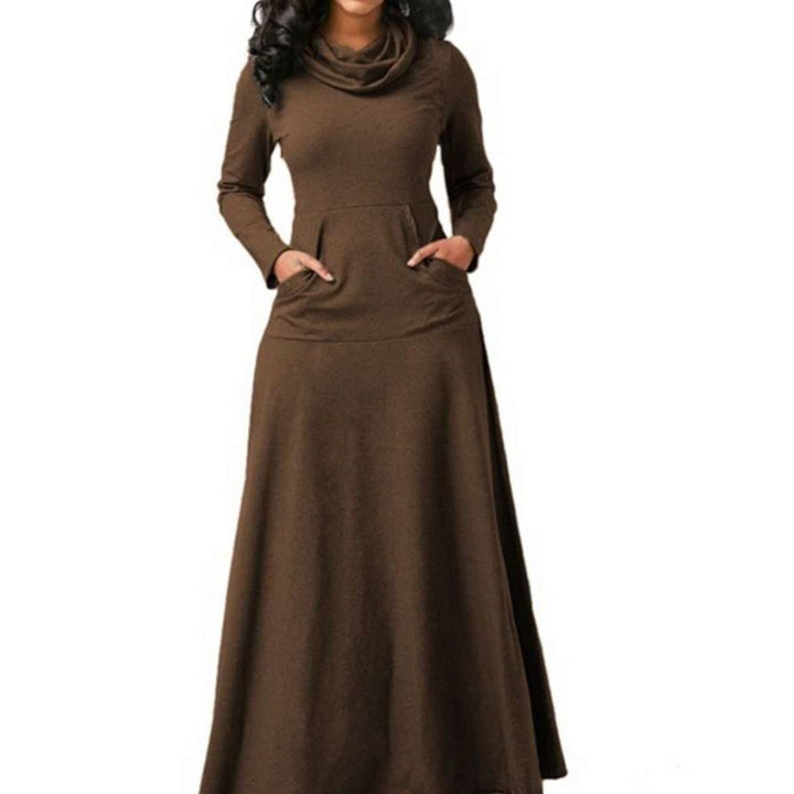 Women's Warm Maxi Dress with Pockets