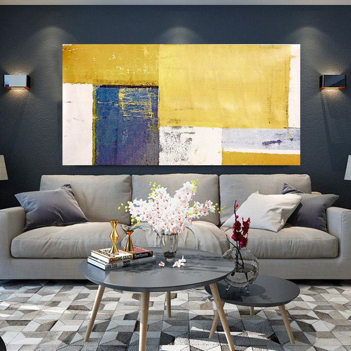 Abstract Yellow Canvas Art Print Oil Paintings Picture Wall Hanging Home Decor - MRSLM