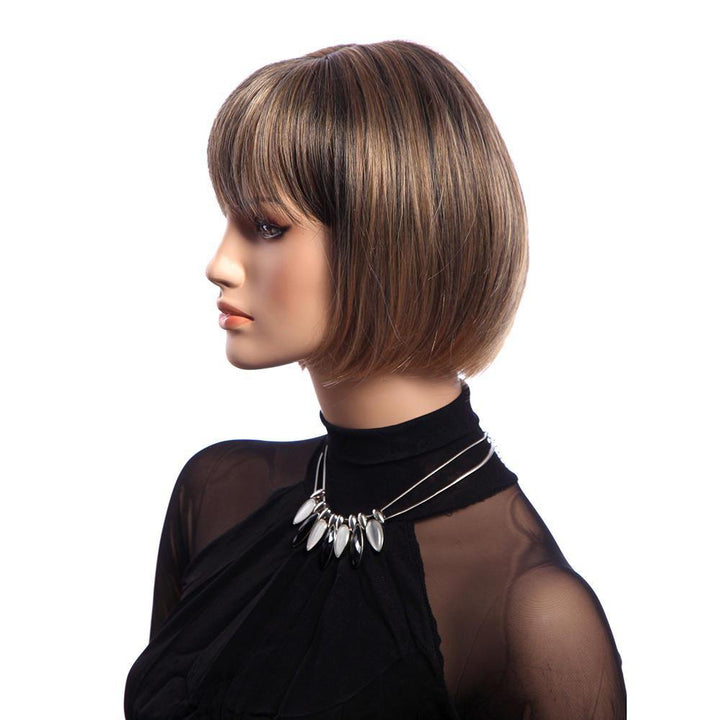 12 Inch Short Straight KANEKALON Full Wig Elegant Bobo Synthetic Wigs Net - MRSLM