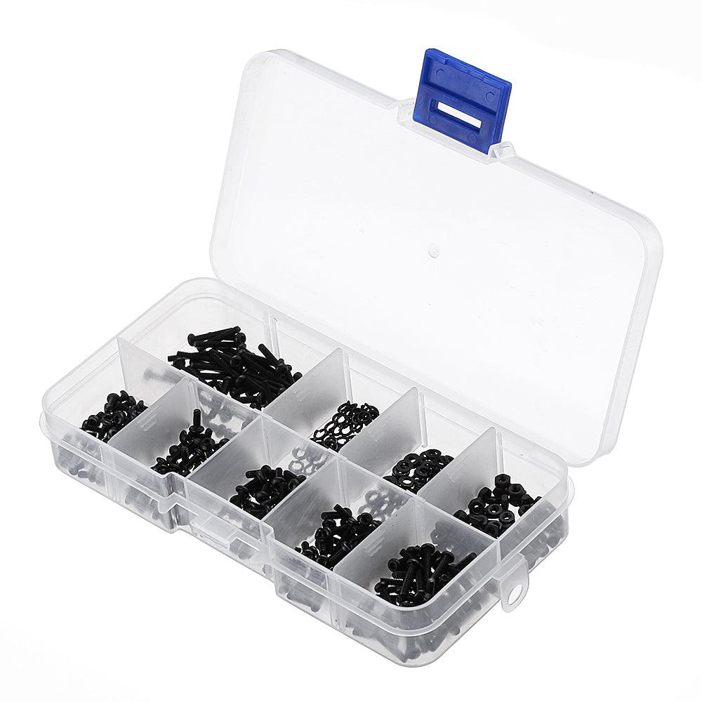 600Pcs Black Carbon Steel 10.9 Grade Hexagon Cap Button Head Flat Head Screw Nuts Assortment Set - MRSLM