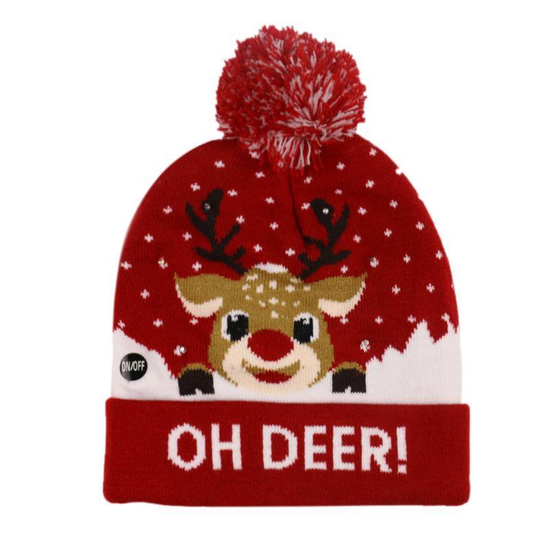 Snowman Elk Christmas Tree Flanged Ball Knit Cap - MRSLM