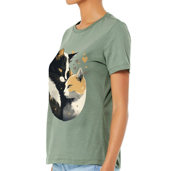 Cat Love Women's T-Shirt - Couple Style T-Shirt - Printed Relaxed Tee - MRSLM