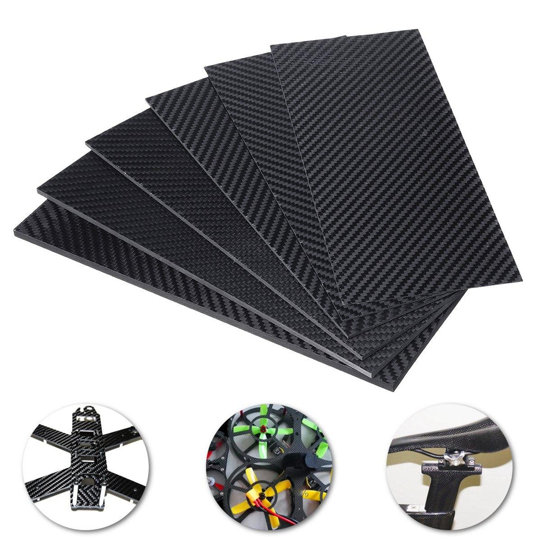 100x250x(0.5-5)mm Black Matte Twill Carbon Fiber Plate Sheet Board Weave Carbon Fiber Pannel Various Thickness - MRSLM