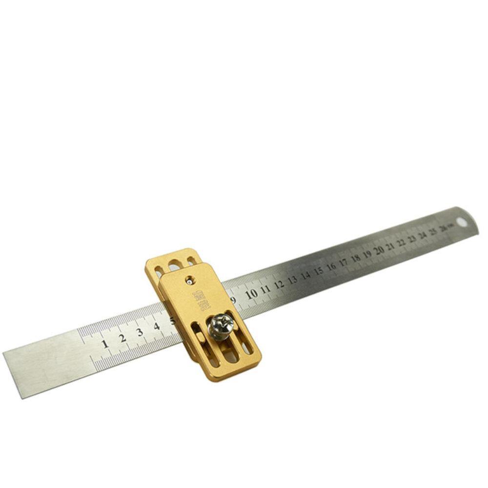 Drillpro Woodworking Scribing Tool Steel Ruler Positioning Block Crossed-out Tool Line Drawing Marking Gauge Steel Ruler Limiter - MRSLM