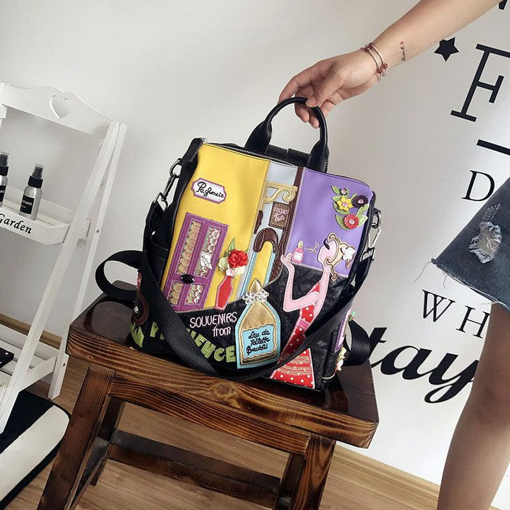 Korean Style Fashion Stitching Embroidery Creative Travel Bag - MRSLM