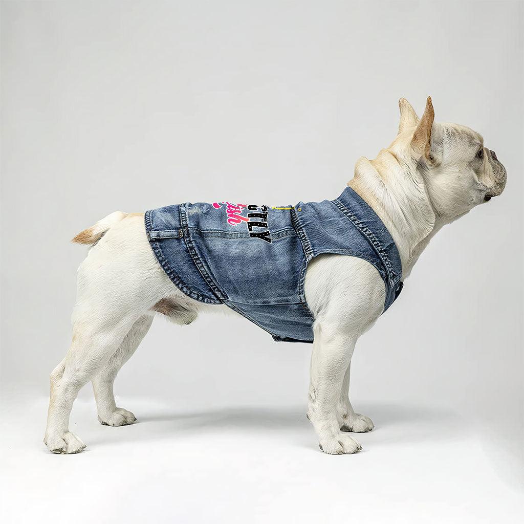 Pawfectly Stylish Dog Denim Vest - Crown Dog Denim Jacket - Printed Dog Clothing - MRSLM