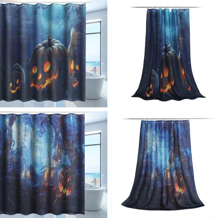 71''x71''Halloween Bathroom Decor Underwater Waterproof Shower Curtains with 12 Hooks - MRSLM