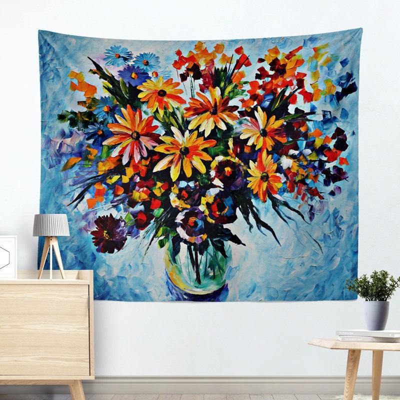 Flower Daisies Blanket Tapestry Hanging Wall Cloth Decoration Background Cloth Tablecloth Curtain (8 130x150cm) - MRSLM