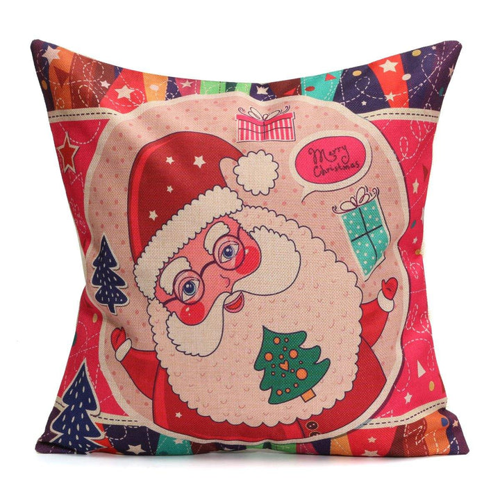 Christmas Santa Cotton Linen Pillow Case Cushion Cover Xmas Home Sofa Bed Decor - MRSLM